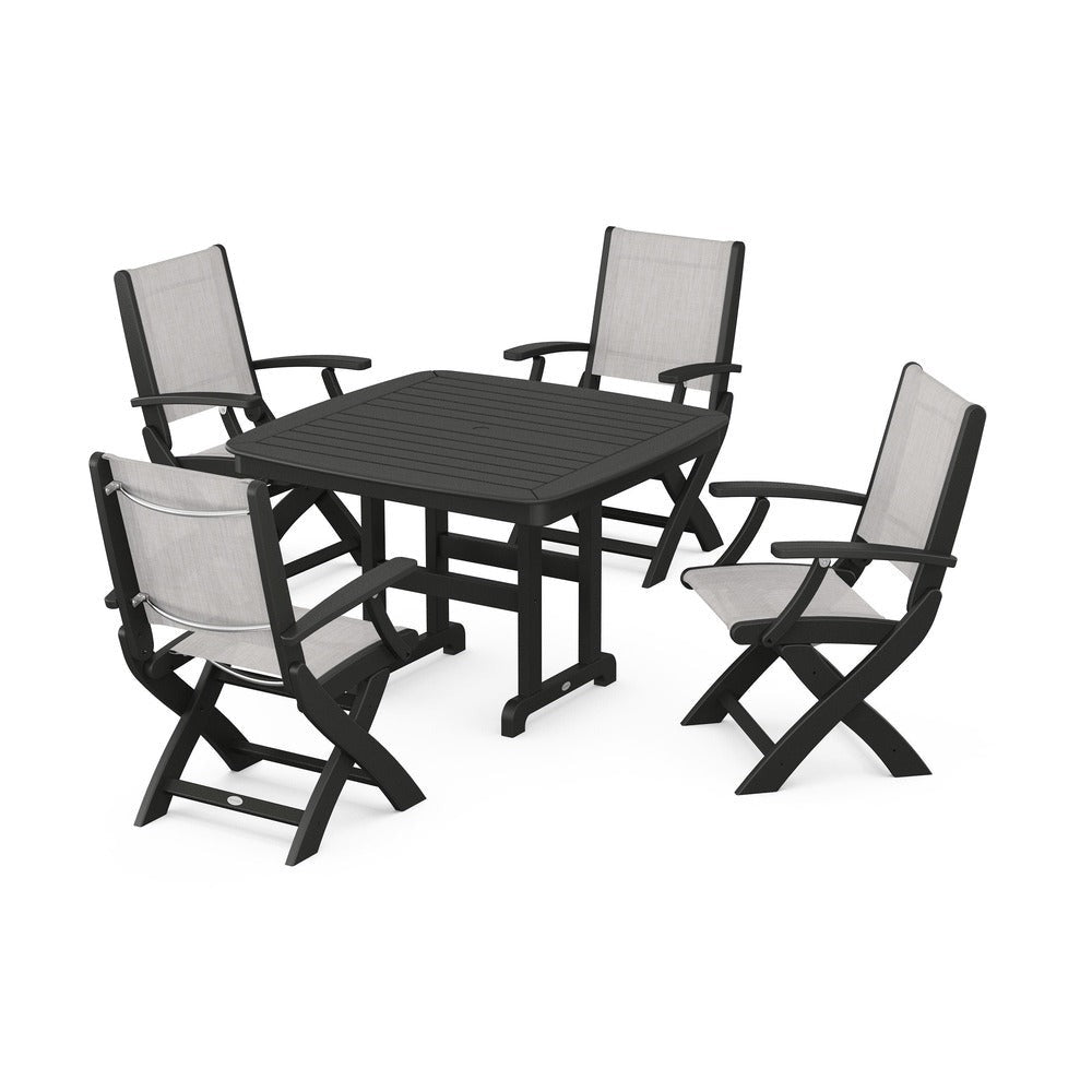 POLYWOOD® - Coastal Folding Chair 5-Piece Dining Set - PWS915