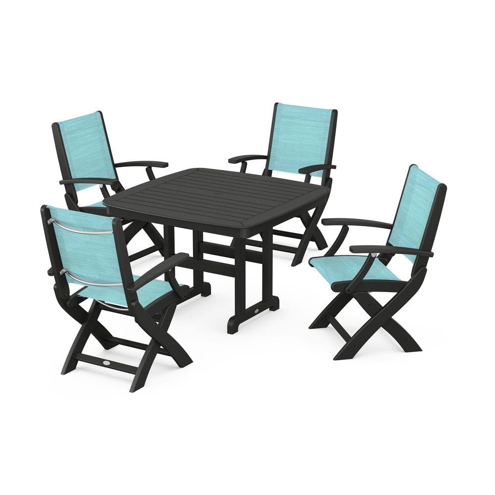 POLYWOOD® - Coastal Folding Chair 5-Piece Dining Set - PWS915 Outdoor Furniture POLYWOOD®