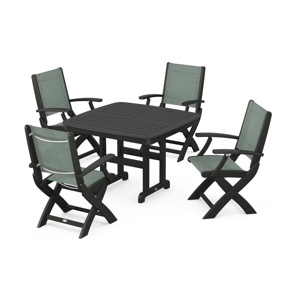 POLYWOOD® - Coastal Folding Chair 5-Piece Dining Set - PWS915