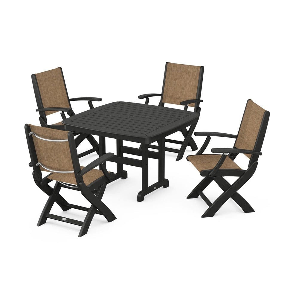 POLYWOOD® - Coastal Folding Chair 5-Piece Dining Set - PWS915