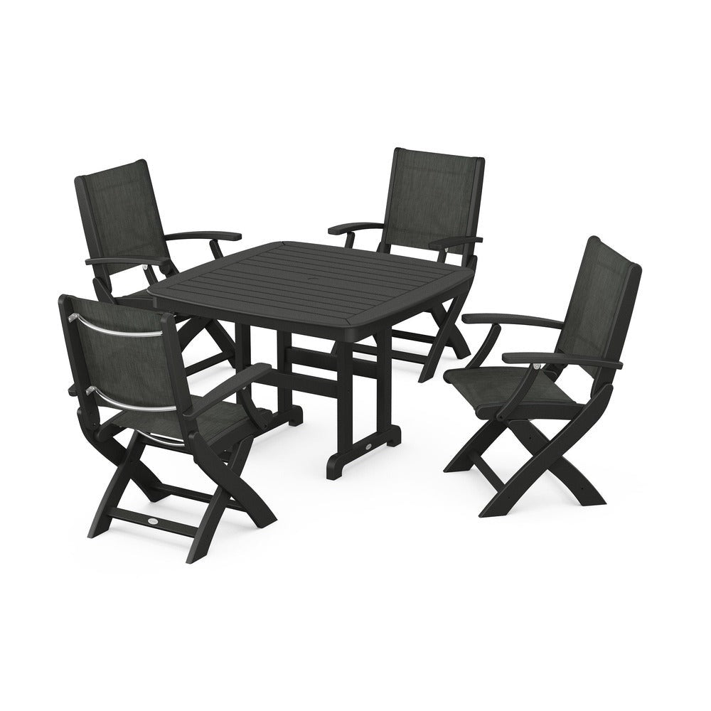 POLYWOOD® - Coastal Folding Chair 5-Piece Dining Set - PWS915