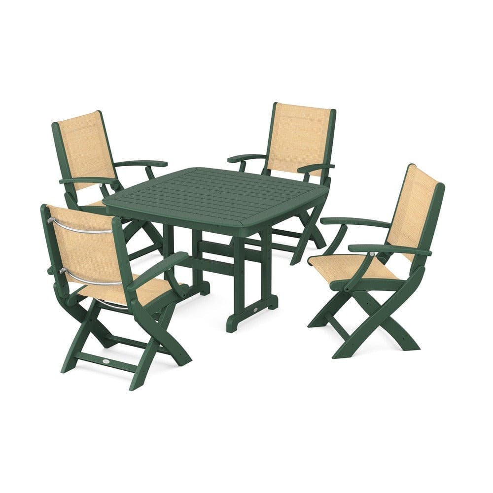 POLYWOOD® - Coastal Folding Chair 5-Piece Dining Set - PWS915 Outdoor Furniture POLYWOOD®