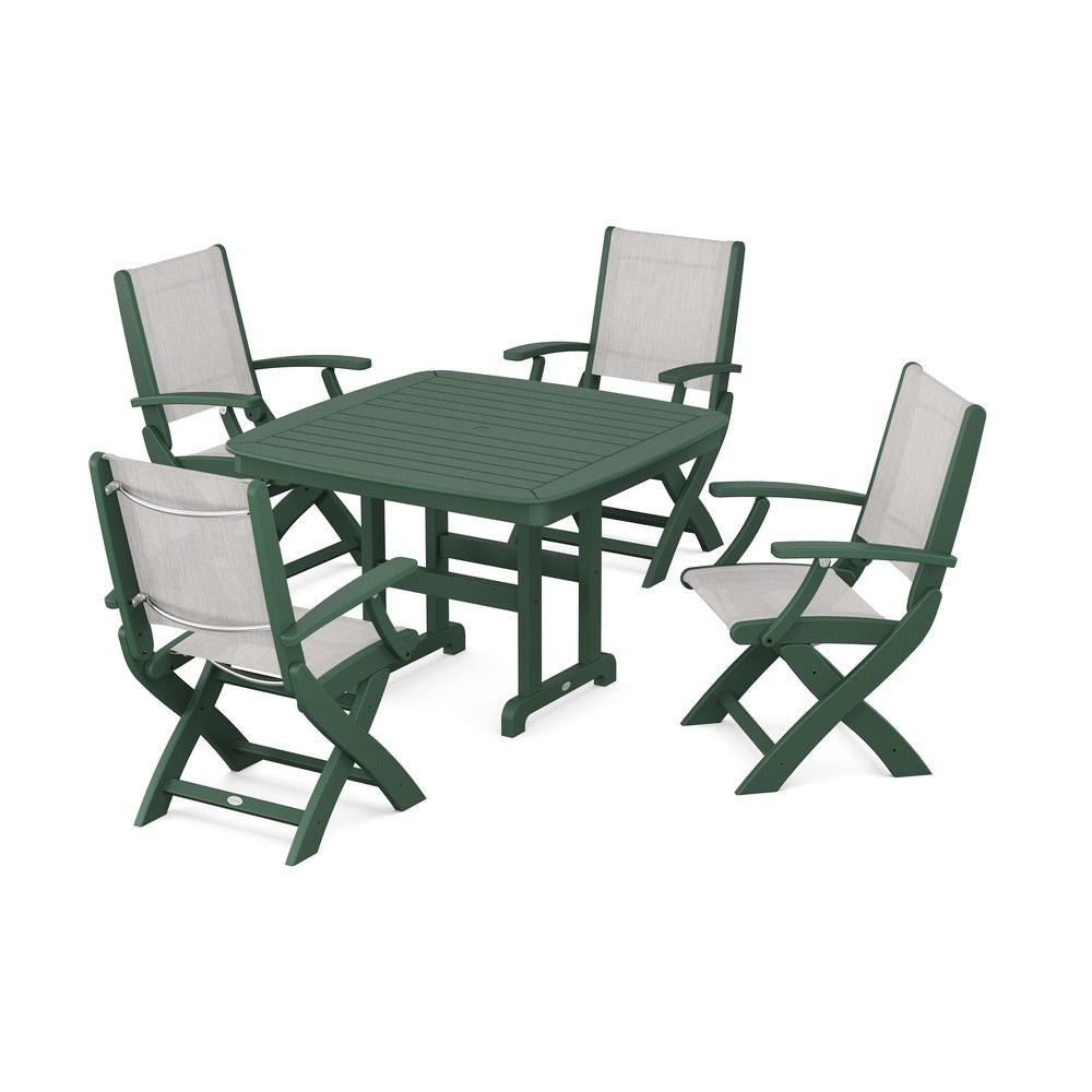 POLYWOOD® - Coastal Folding Chair 5-Piece Dining Set - PWS915