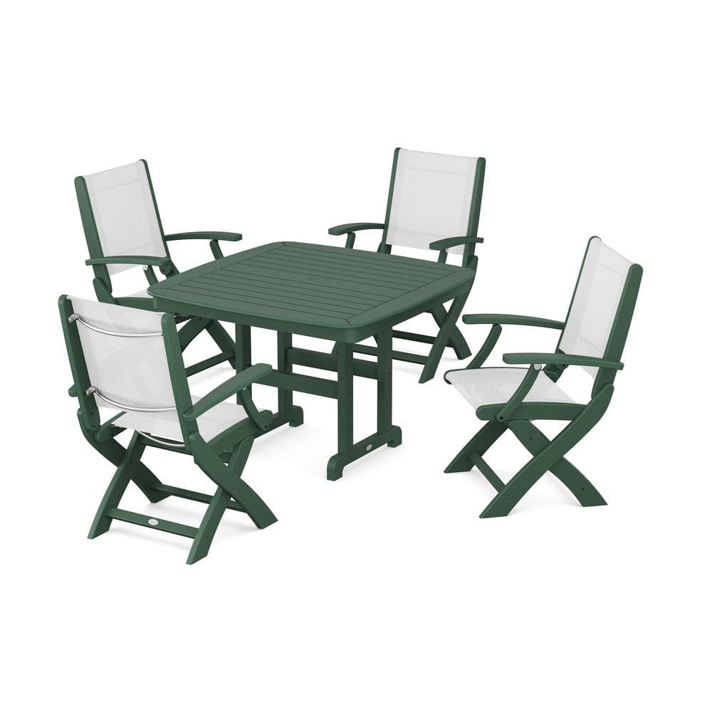 POLYWOOD® - Coastal Folding Chair 5-Piece Dining Set - PWS915 Outdoor Furniture POLYWOOD®