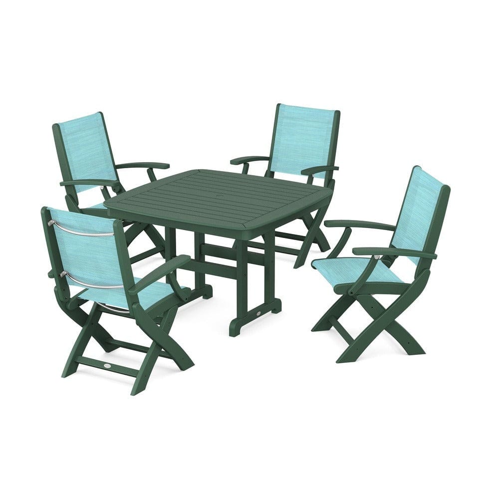 POLYWOOD® - Coastal Folding Chair 5-Piece Dining Set - PWS915