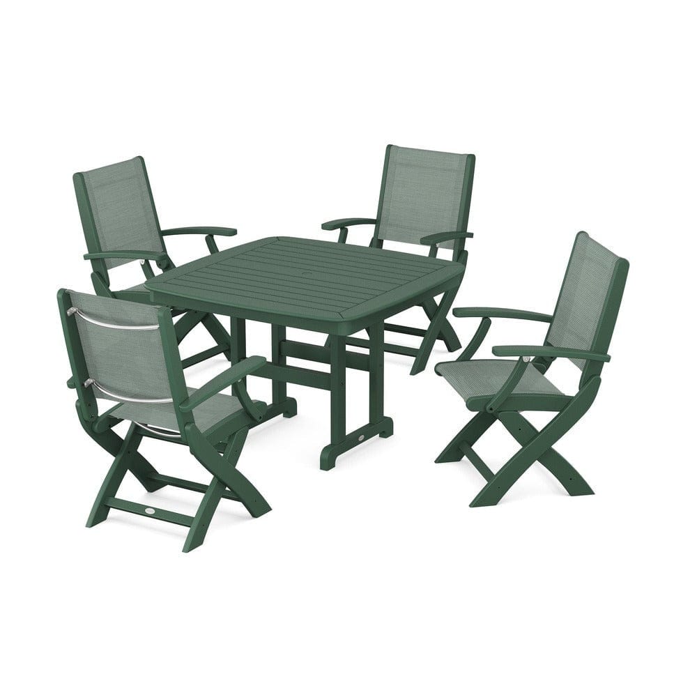 POLYWOOD® - Coastal Folding Chair 5-Piece Dining Set - PWS915 Outdoor Furniture POLYWOOD®