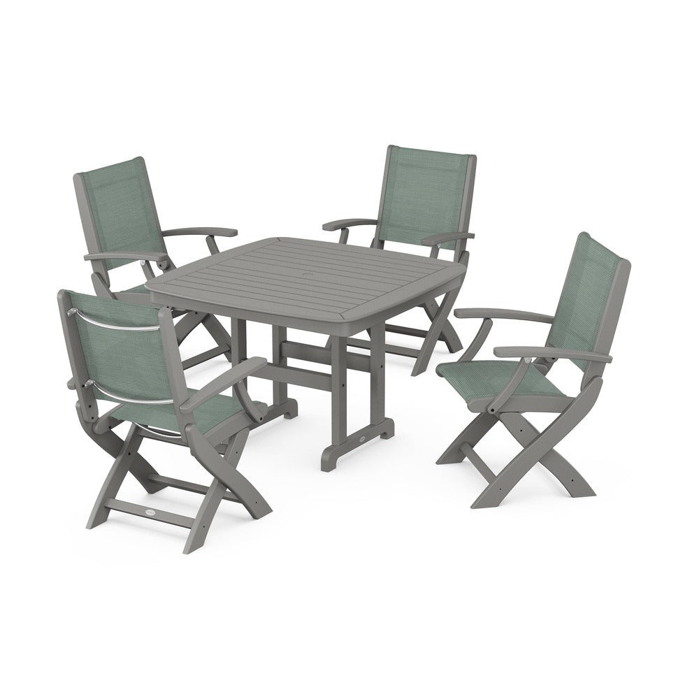 POLYWOOD® - Coastal Folding Chair 5-Piece Dining Set - PWS915