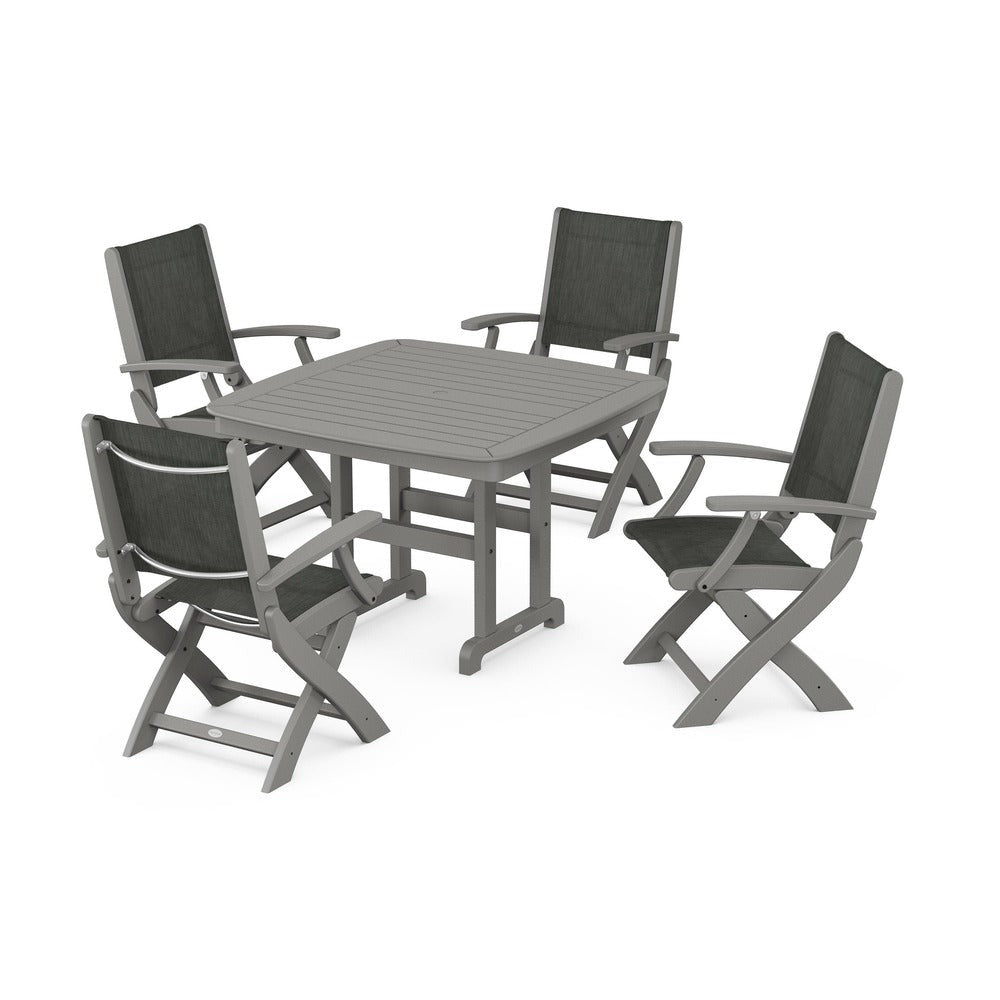 POLYWOOD® - Coastal Folding Chair 5-Piece Dining Set - PWS915