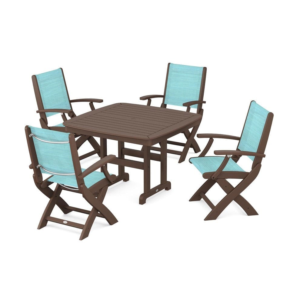 POLYWOOD® - Coastal Folding Chair 5-Piece Dining Set - PWS915 Outdoor Furniture POLYWOOD®