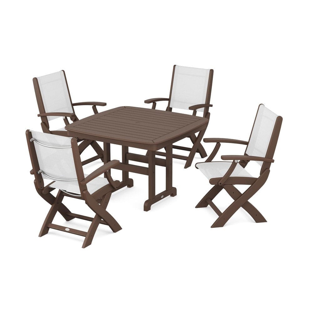 POLYWOOD® - Coastal Folding Chair 5-Piece Dining Set - PWS915 Outdoor Furniture POLYWOOD®