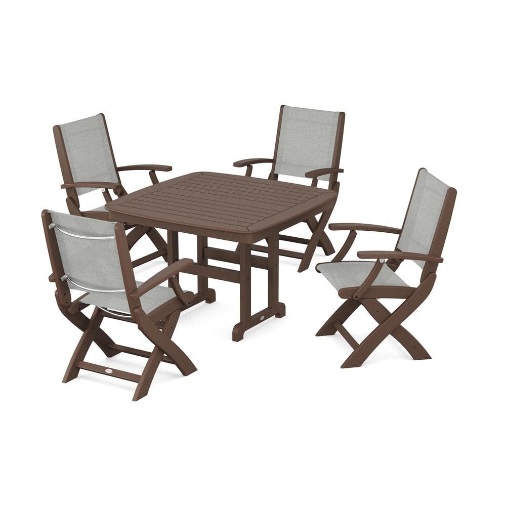 POLYWOOD® - Coastal Folding Chair 5-Piece Dining Set - PWS915 Outdoor Furniture POLYWOOD®