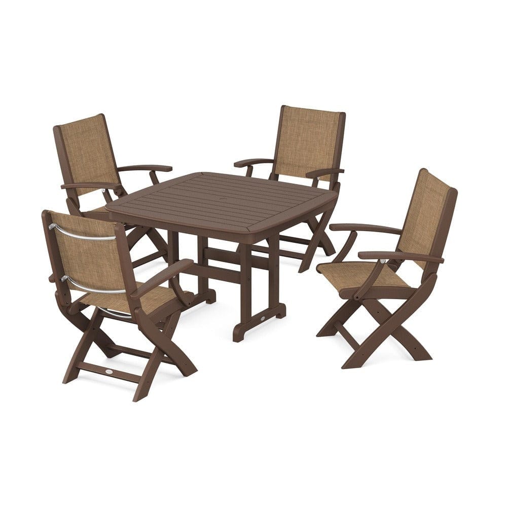 POLYWOOD® - Coastal Folding Chair 5-Piece Dining Set - PWS915 Outdoor Furniture POLYWOOD®