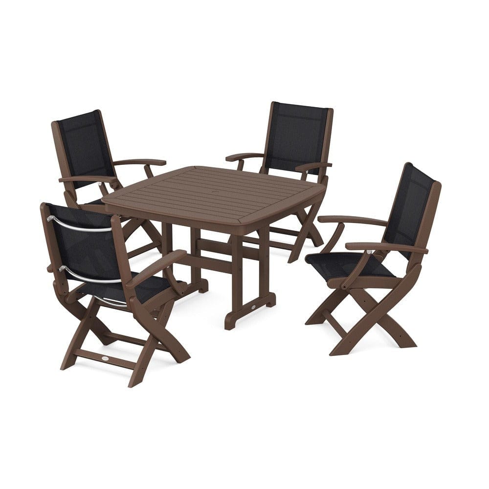 POLYWOOD® - Coastal Folding Chair 5-Piece Dining Set - PWS915 Outdoor Furniture POLYWOOD®