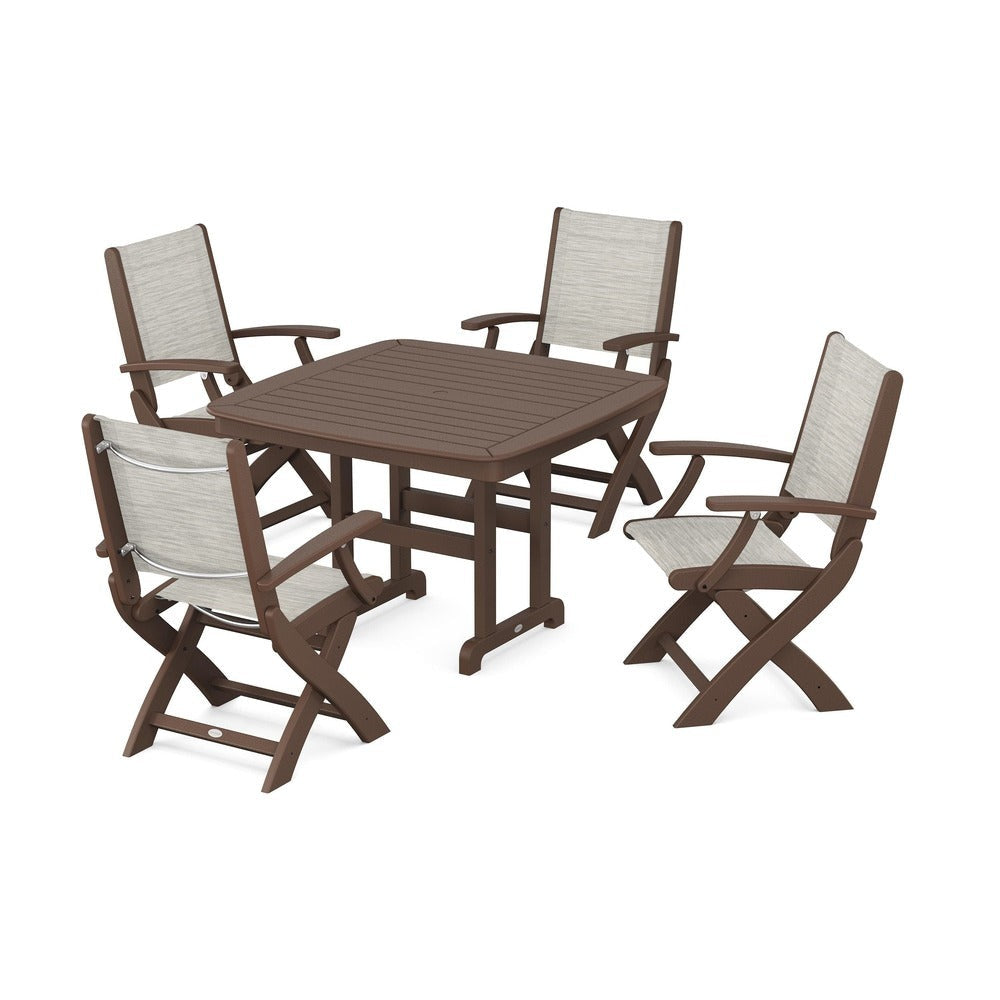 POLYWOOD® - Coastal Folding Chair 5-Piece Dining Set - PWS915