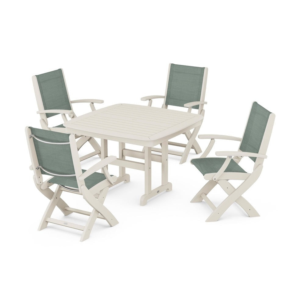 POLYWOOD® - Coastal Folding Chair 5-Piece Dining Set - PWS915
