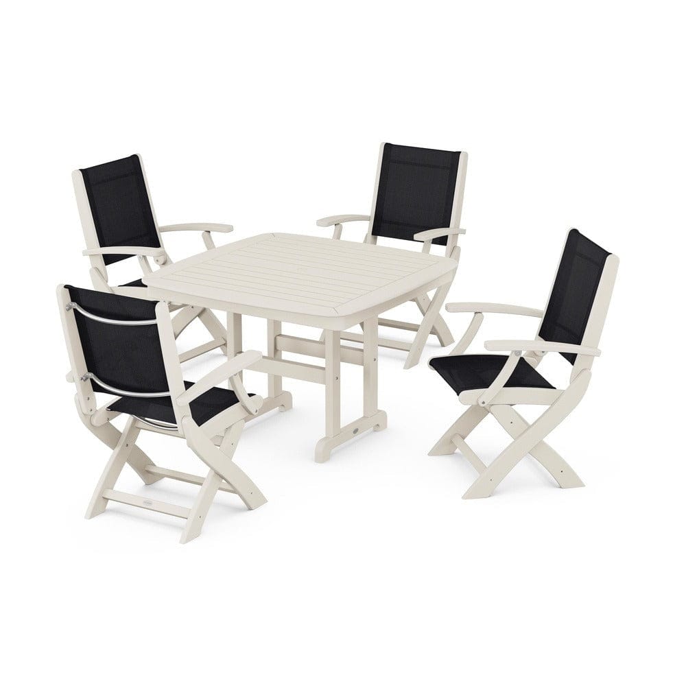 POLYWOOD® - Coastal Folding Chair 5-Piece Dining Set - PWS915 Outdoor Furniture POLYWOOD®
