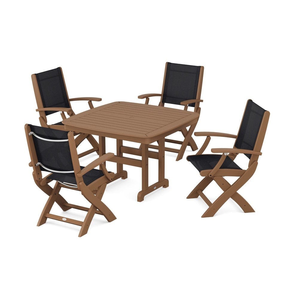 POLYWOOD® - Coastal Folding Chair 5-Piece Dining Set - PWS915 Outdoor Furniture POLYWOOD®