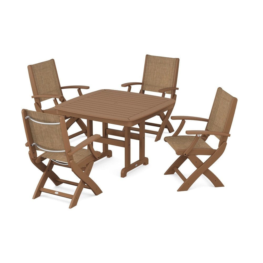 POLYWOOD® - Coastal Folding Chair 5-Piece Dining Set - PWS915 Outdoor Furniture POLYWOOD®