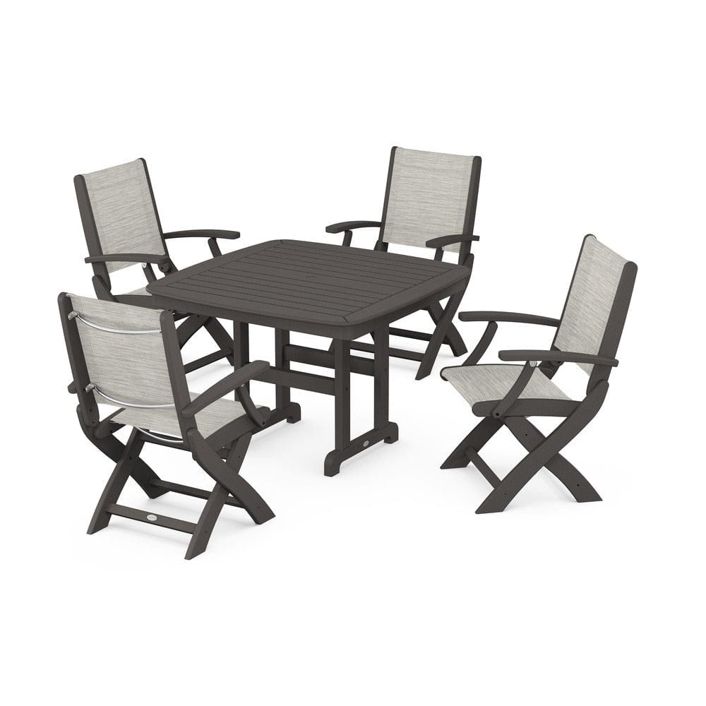 POLYWOOD® - Coastal Folding Chair 5-Piece Dining Set - PWS915