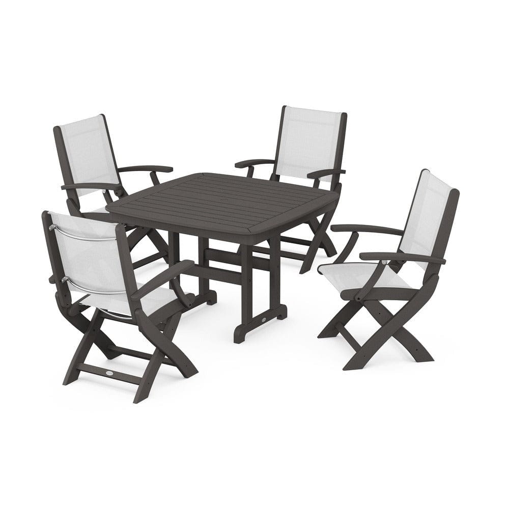 POLYWOOD® - Coastal Folding Chair 5-Piece Dining Set - PWS915 Outdoor Furniture POLYWOOD®