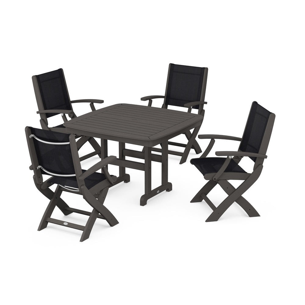 POLYWOOD® - Coastal Folding Chair 5-Piece Dining Set - PWS915