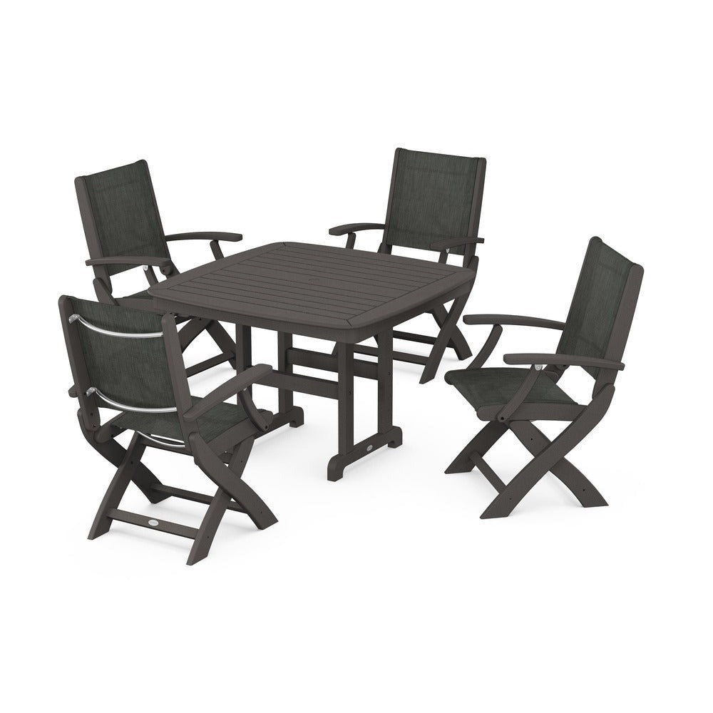 POLYWOOD® - Coastal Folding Chair 5-Piece Dining Set - PWS915