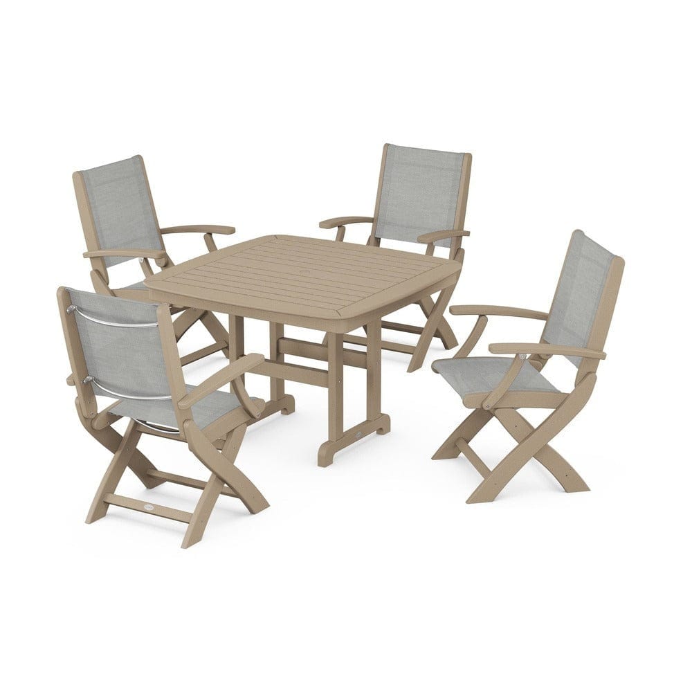 POLYWOOD® - Coastal Folding Chair 5-Piece Dining Set - PWS915
