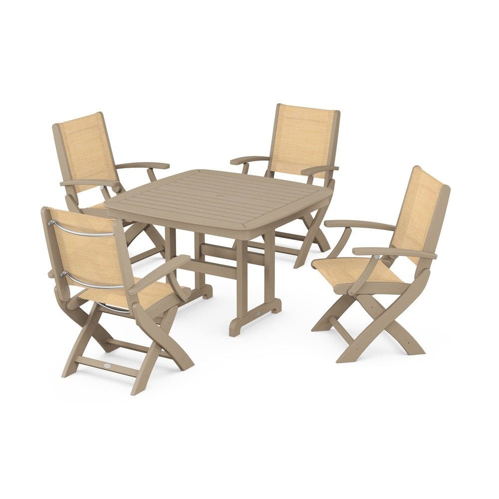POLYWOOD® - Coastal Folding Chair 5-Piece Dining Set - PWS915
