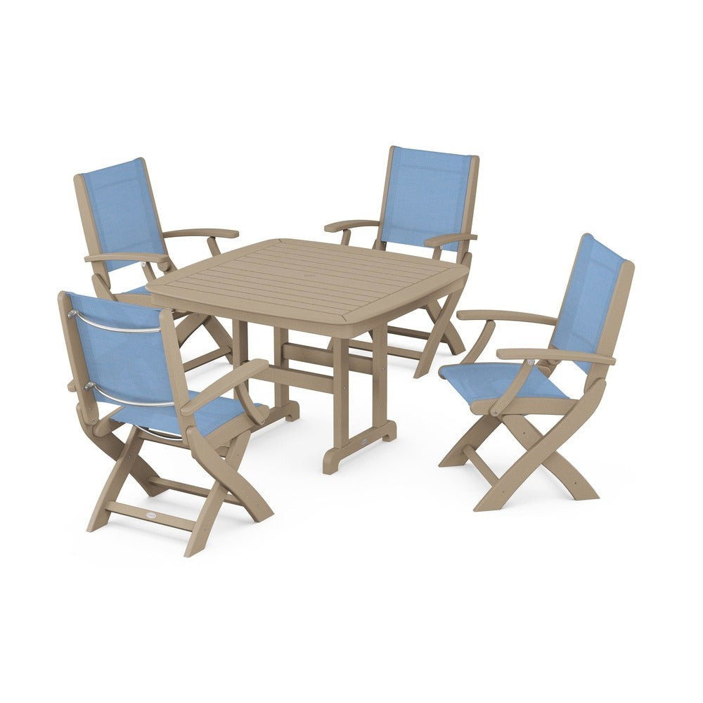 POLYWOOD® - Coastal Folding Chair 5-Piece Dining Set - PWS915