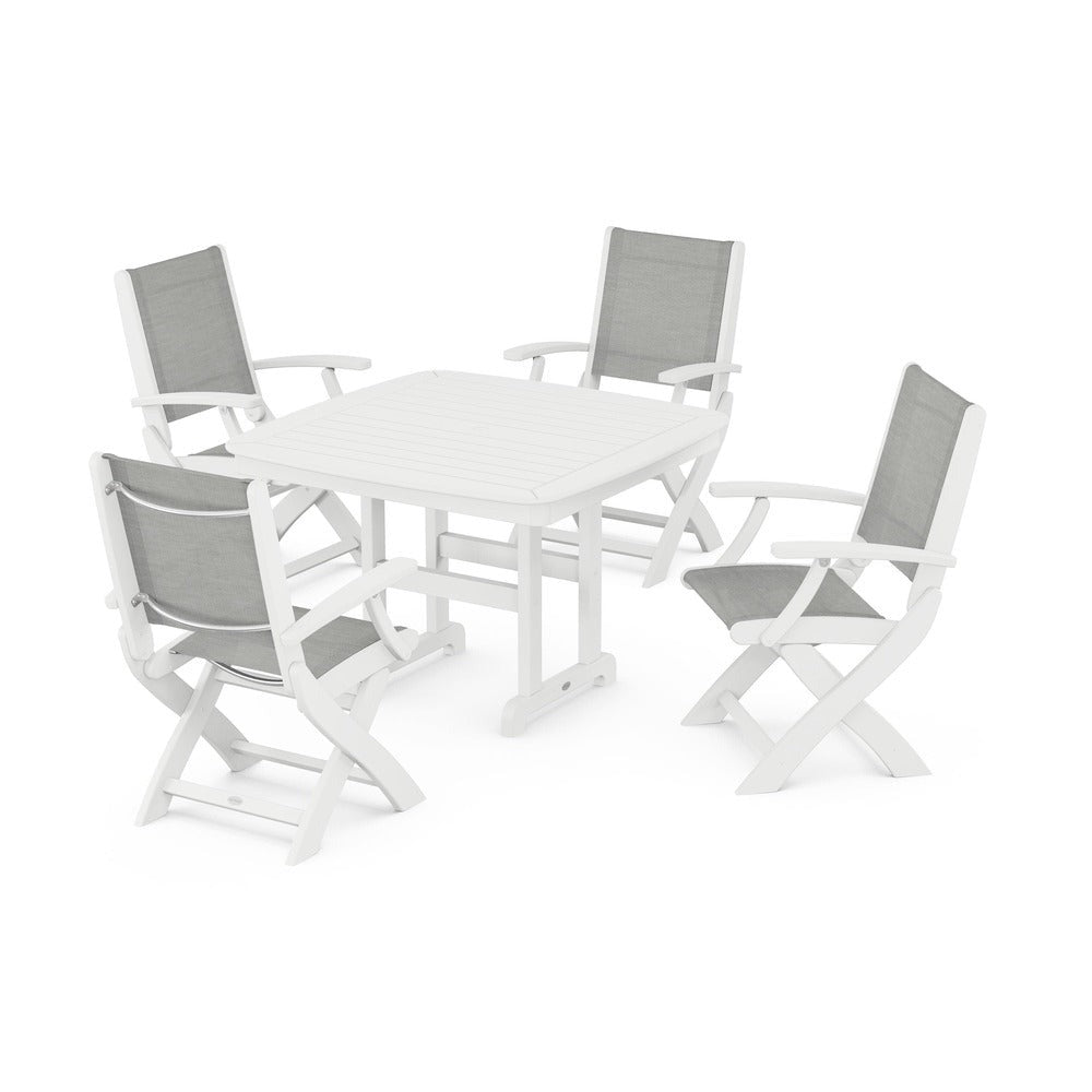 POLYWOOD® - Coastal Folding Chair 5-Piece Dining Set - PWS915