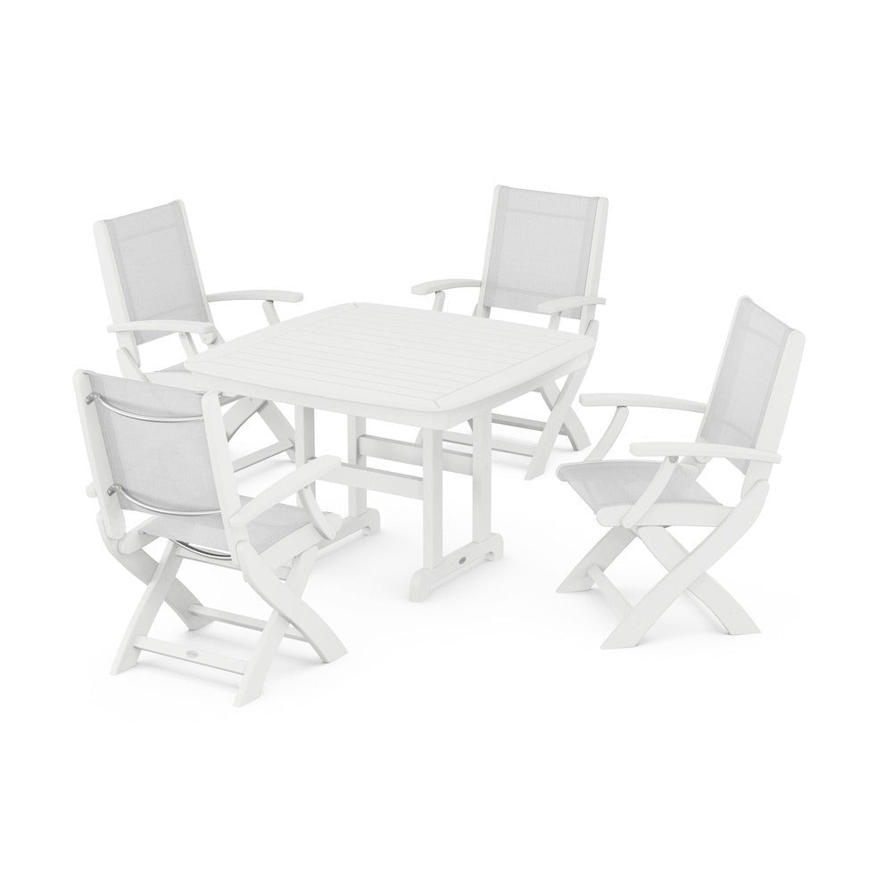 POLYWOOD® - Coastal Folding Chair 5-Piece Dining Set - PWS915