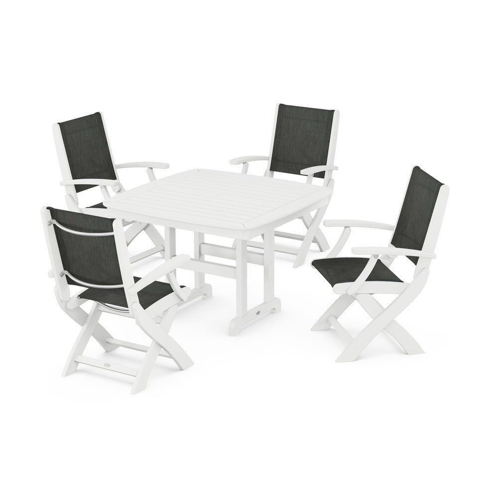 POLYWOOD® - Coastal Folding Chair 5-Piece Dining Set - PWS915