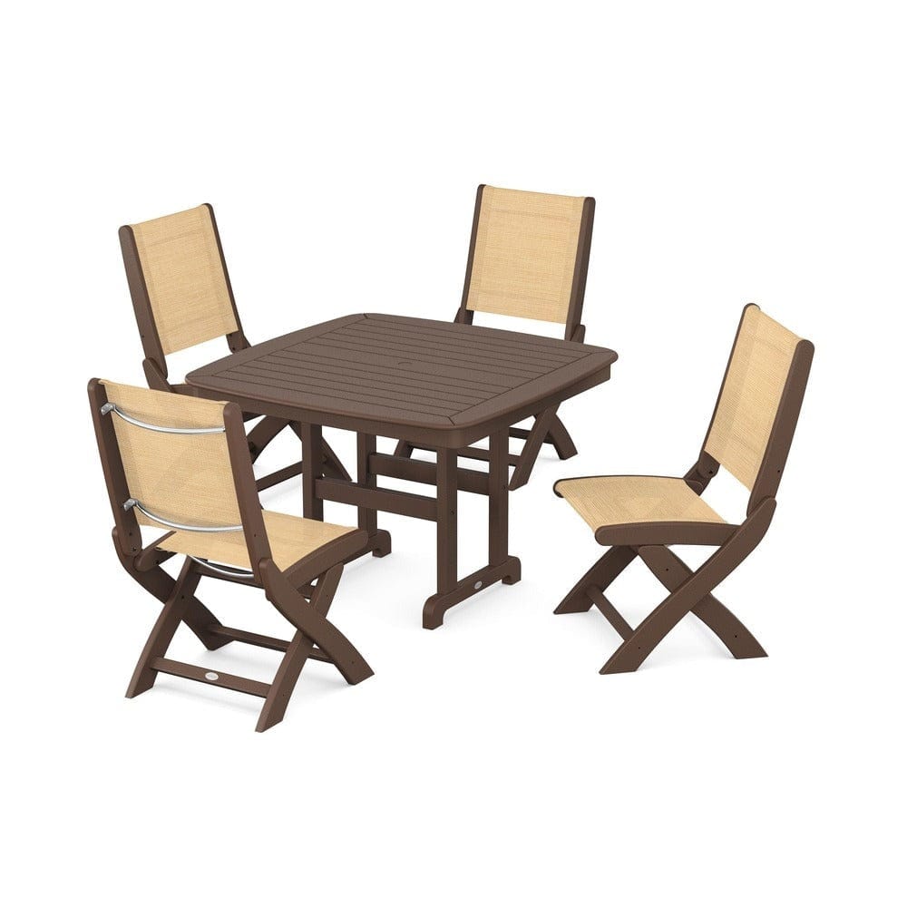 POLYWOOD® - Coastal Folding Side Chair 5-Piece Dining Set - PWS916 Outdoor Furniture POLYWOOD®