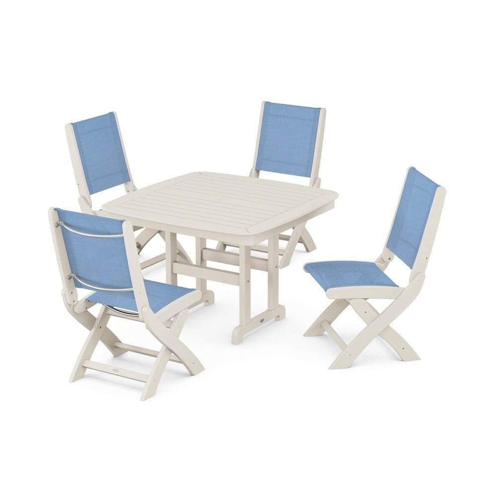 POLYWOOD® - Coastal Folding Side Chair 5-Piece Dining Set - PWS916 Outdoor Furniture POLYWOOD®