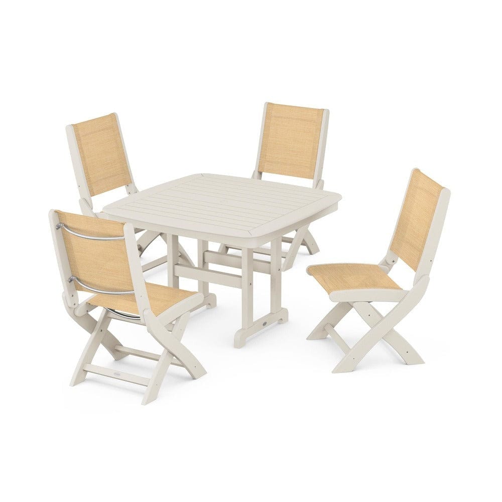 POLYWOOD® - Coastal Folding Side Chair 5-Piece Dining Set - PWS916 Outdoor Furniture POLYWOOD®