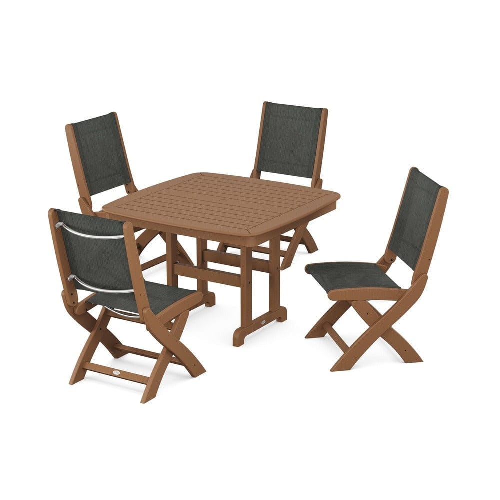 POLYWOOD® - Coastal Folding Side Chair 5-Piece Dining Set - PWS916 Outdoor Furniture POLYWOOD®