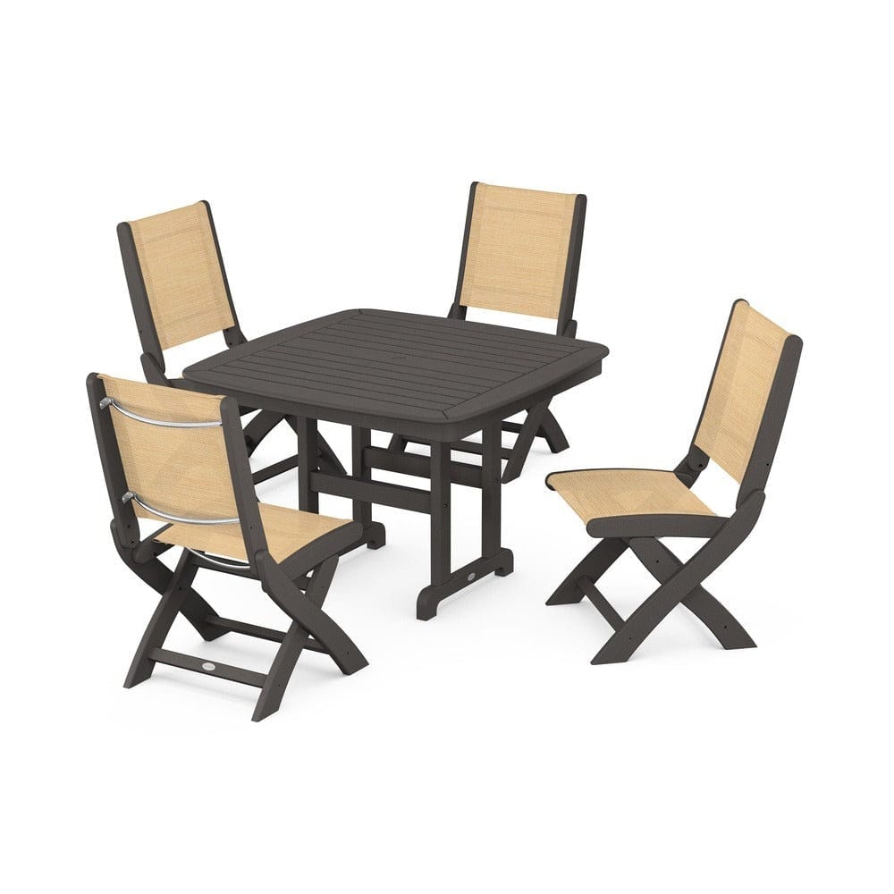 POLYWOOD® - Coastal Folding Side Chair 5-Piece Dining Set - PWS916 Outdoor Furniture POLYWOOD®