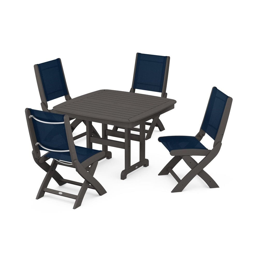 POLYWOOD® - Coastal Folding Side Chair 5-Piece Dining Set - PWS916