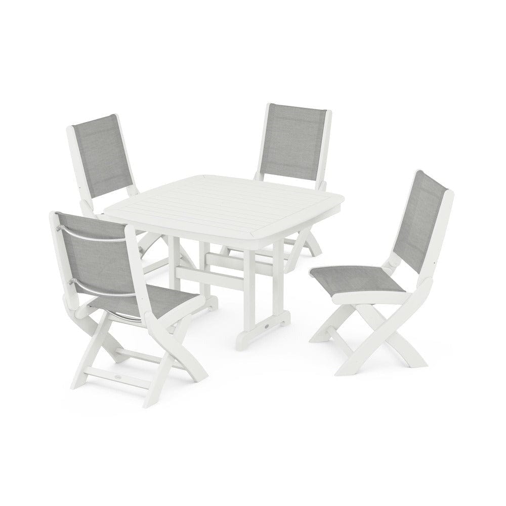 POLYWOOD® - Coastal Folding Side Chair 5-Piece Dining Set - PWS916 Outdoor Furniture POLYWOOD®