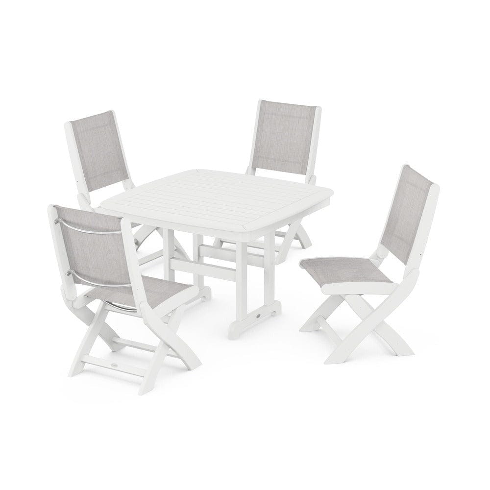 POLYWOOD® - Coastal Folding Side Chair 5-Piece Dining Set - PWS916 Outdoor Furniture POLYWOOD®