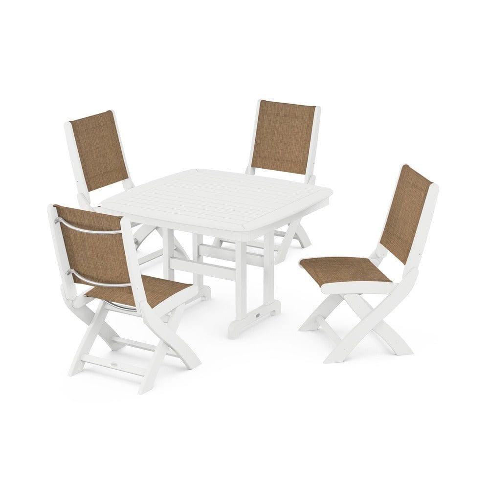 POLYWOOD® - Coastal Folding Side Chair 5-Piece Dining Set - PWS916 Outdoor Furniture POLYWOOD®