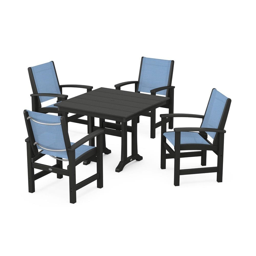 POLYWOOD® - Coastal 5-Piece Farmhouse Dining Set With Trestle Legs - PWS944 Outdoor Furniture POLYWOOD®