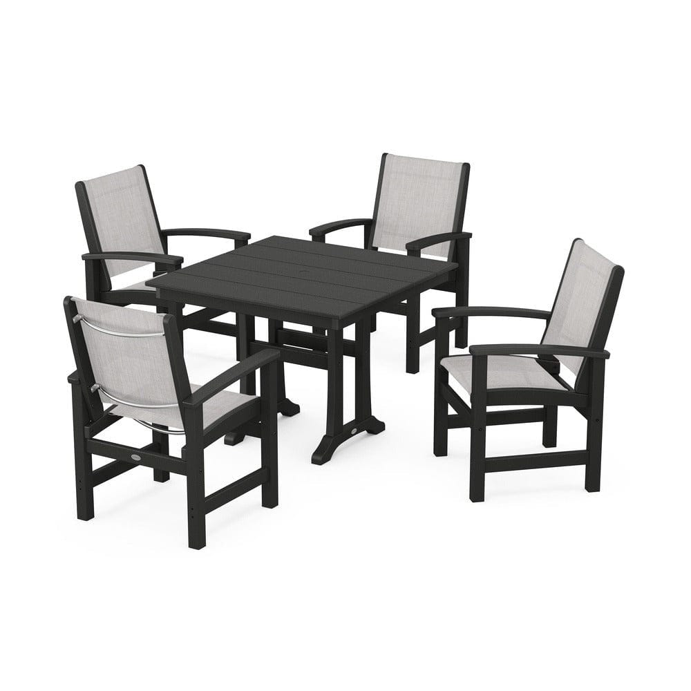 POLYWOOD® - Coastal 5-Piece Farmhouse Dining Set With Trestle Legs - PWS944 Outdoor Furniture POLYWOOD®