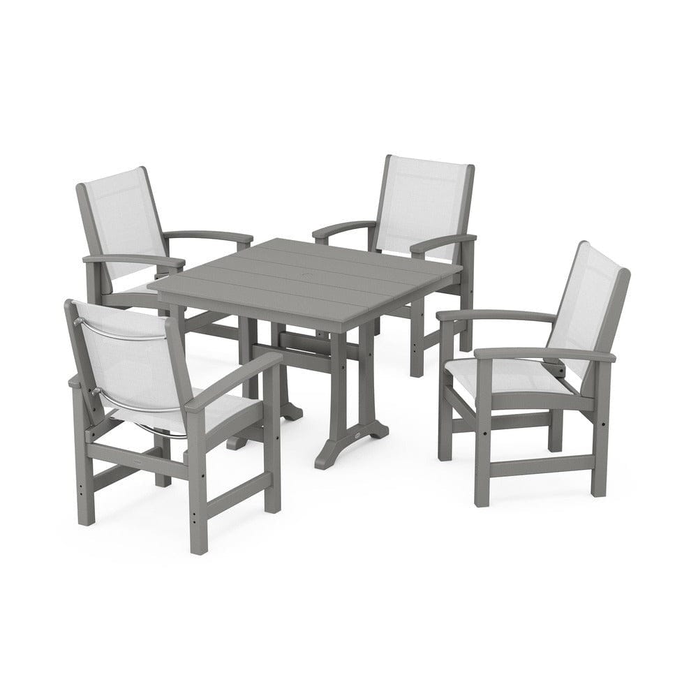POLYWOOD® - Coastal 5-Piece Farmhouse Dining Set With Trestle Legs - PWS944