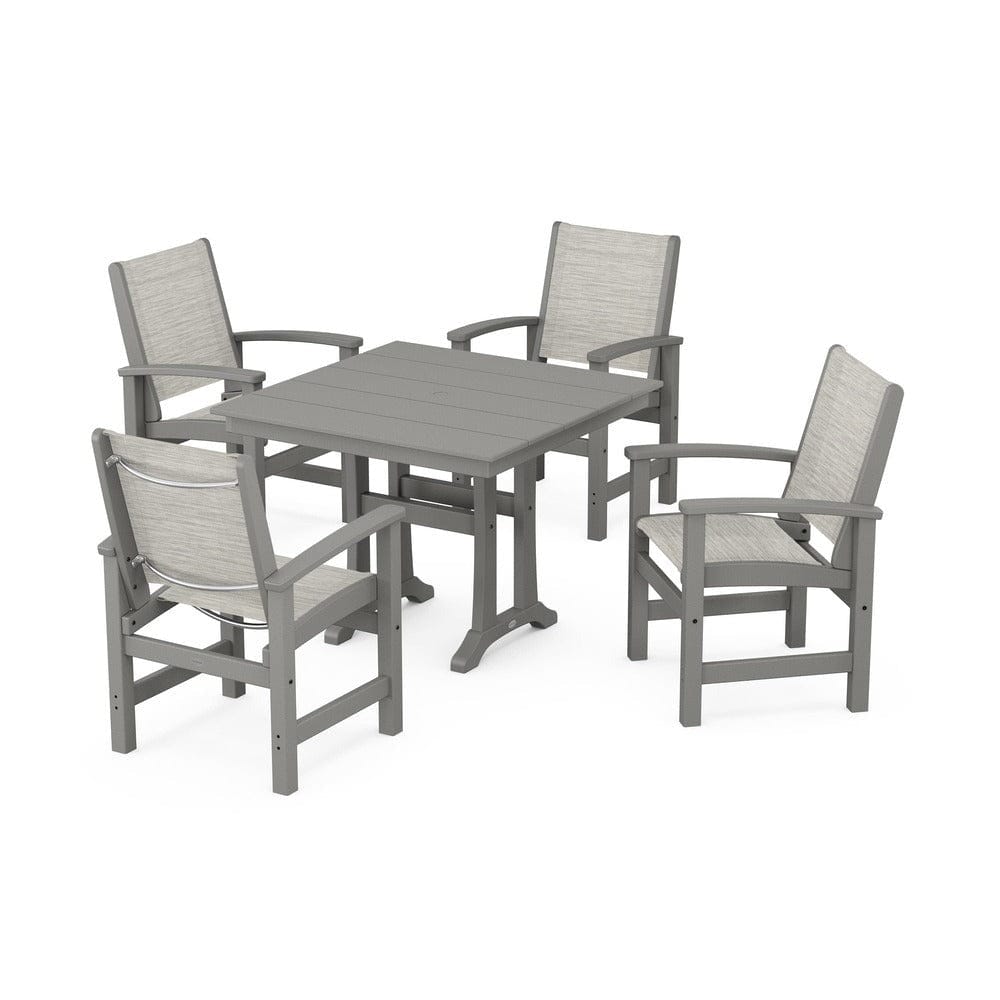 POLYWOOD® - Coastal 5-Piece Farmhouse Dining Set With Trestle Legs - PWS944 Outdoor Furniture POLYWOOD®