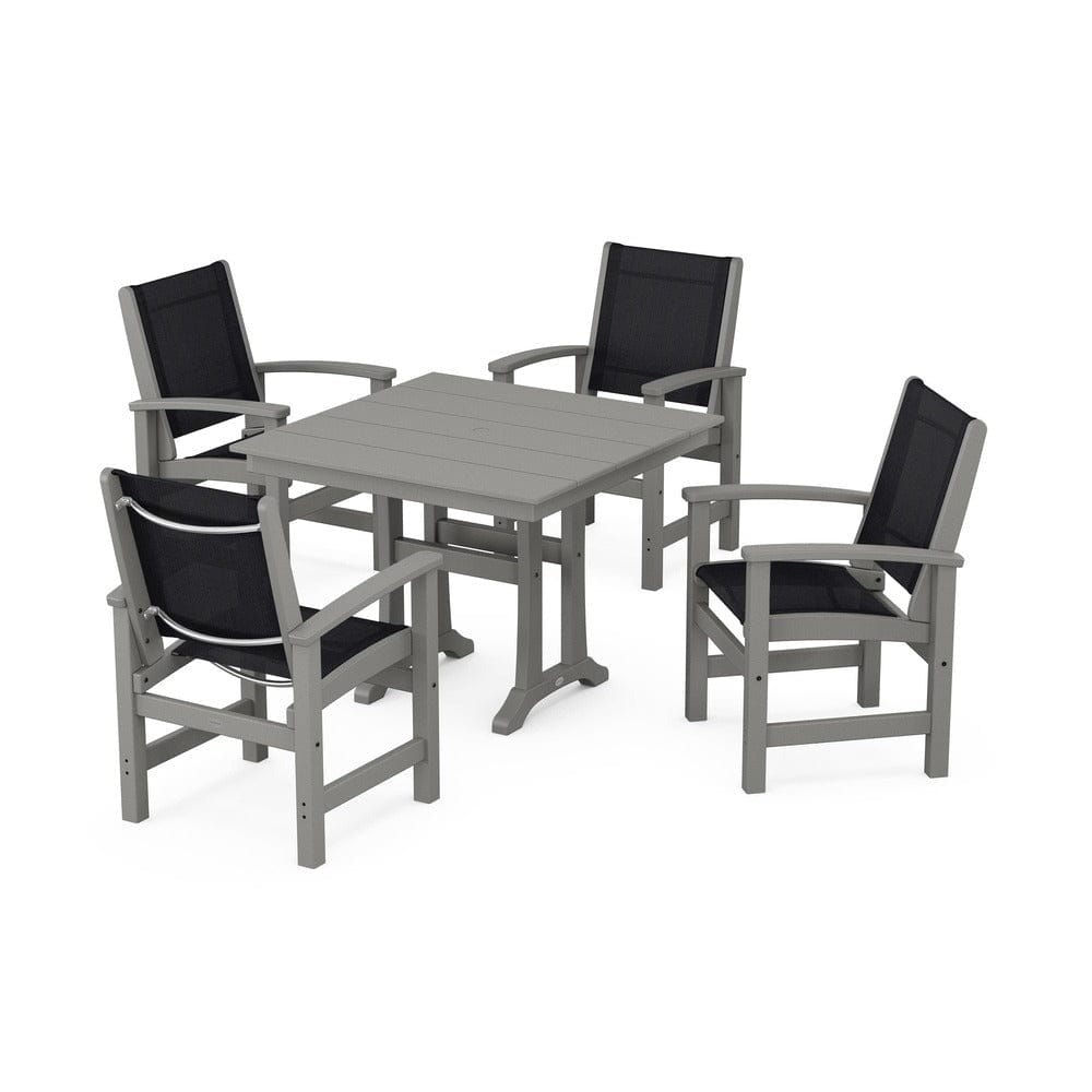 POLYWOOD® - Coastal 5-Piece Farmhouse Dining Set With Trestle Legs - PWS944