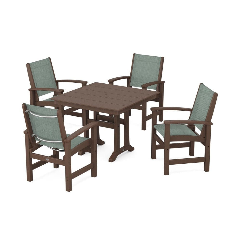 POLYWOOD® - Coastal 5-Piece Farmhouse Dining Set With Trestle Legs - PWS944
