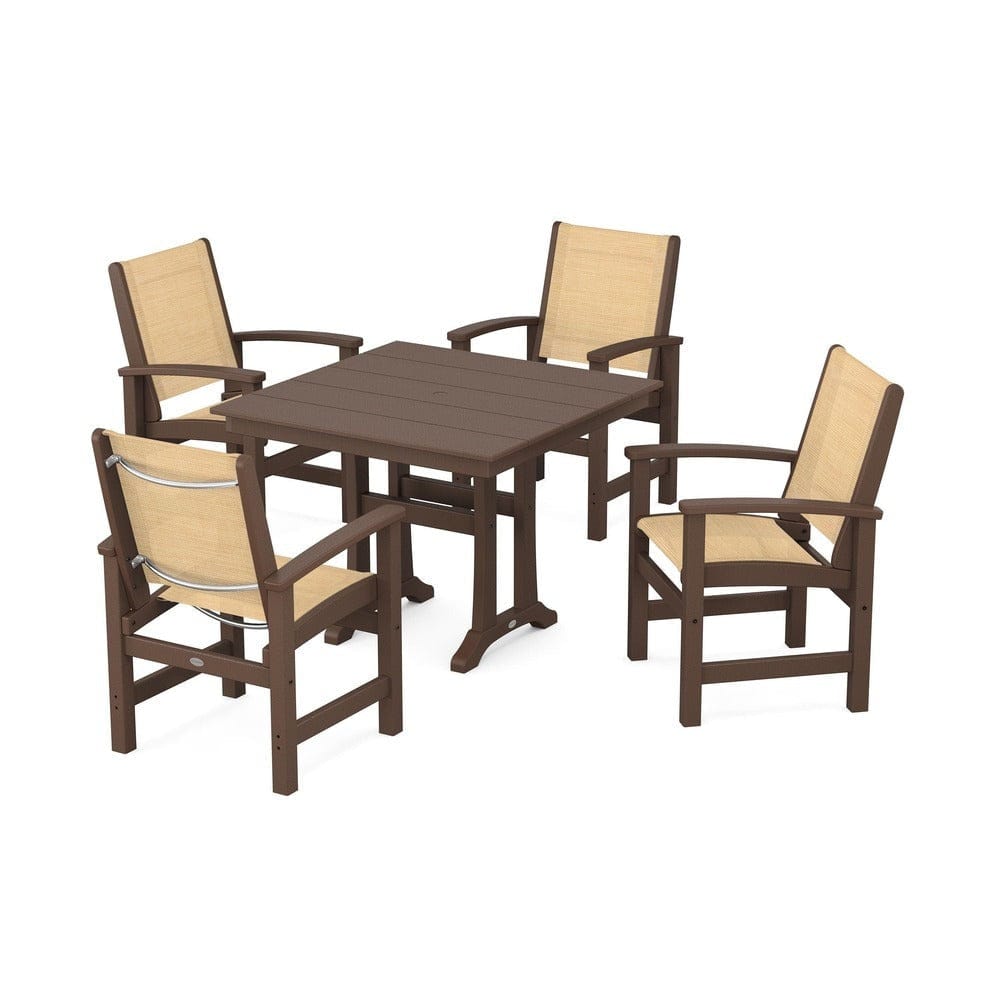 POLYWOOD® - Coastal 5-Piece Farmhouse Dining Set With Trestle Legs - PWS944