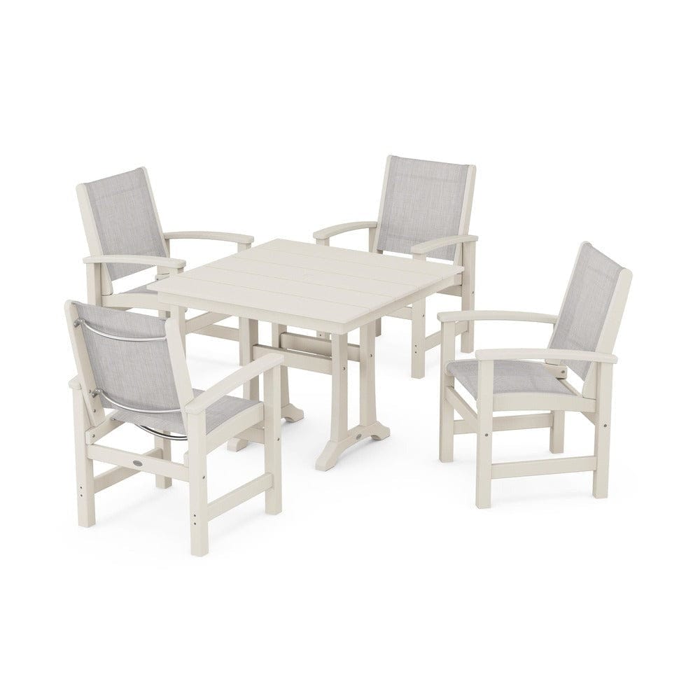POLYWOOD® - Coastal 5-Piece Farmhouse Dining Set With Trestle Legs - PWS944