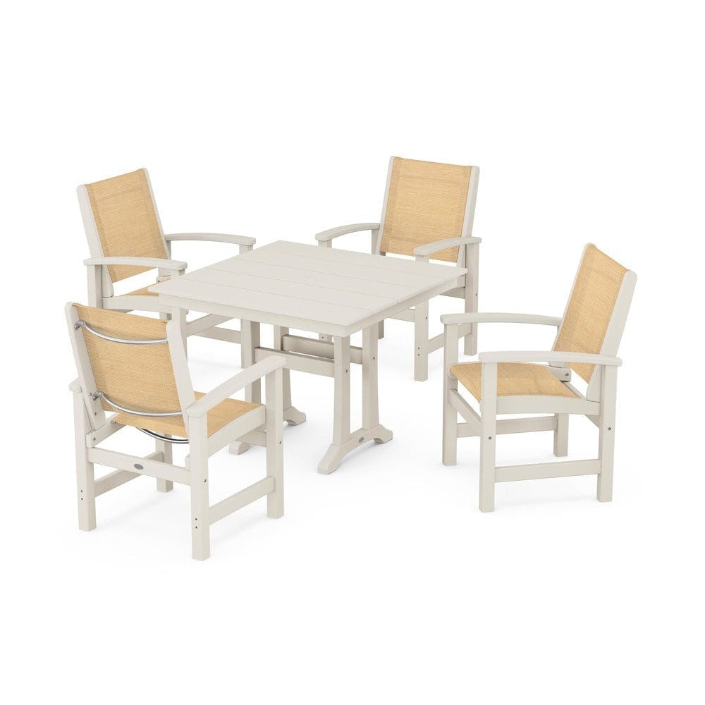 POLYWOOD® - Coastal 5-Piece Farmhouse Dining Set With Trestle Legs - PWS944